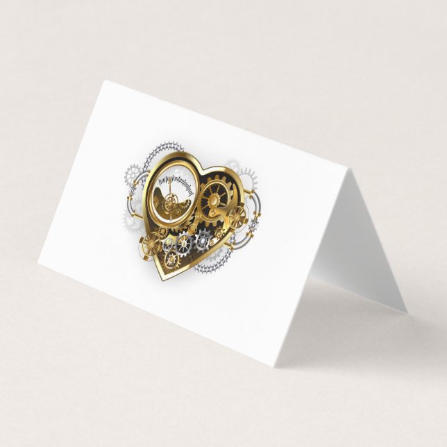 Steampunkherz mit Manometer Visitenkarten (Vorderseite)