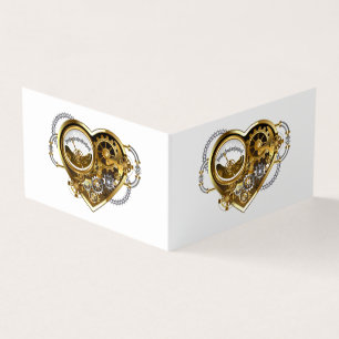 Steampunkherz mit Manometer Visitenkarten