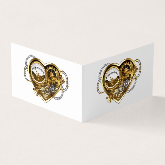 Steampunkherz mit Manometer Visitenkarten (Vorderseite)