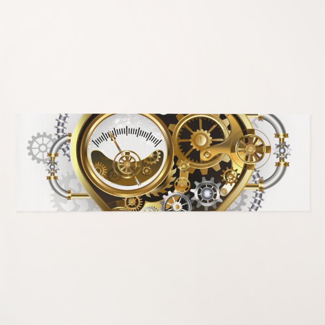 Steampunkherz mit Manometer Yogamatte (Vorderseite (Horizontal))