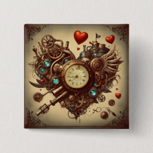 Steampunkherz/Valentinstag Button