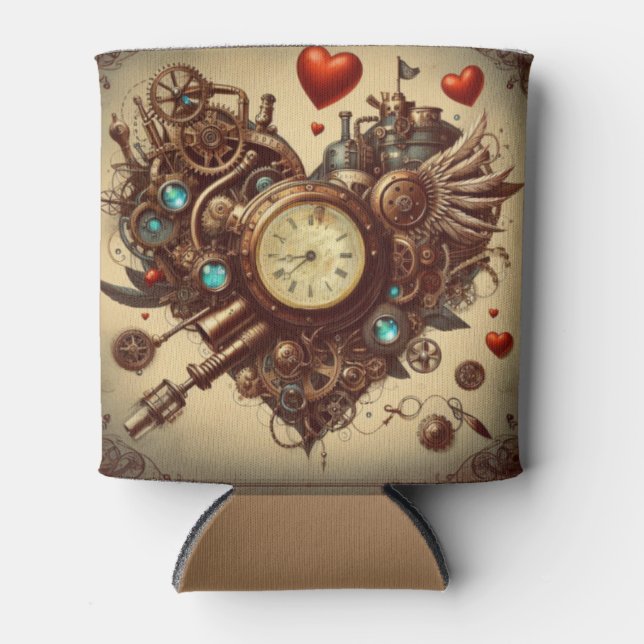 Steampunkherz/Valentinstag Dosenkühler (Vorderseite)