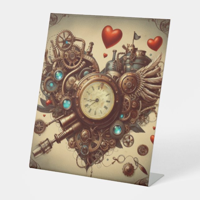 Steampunkherz/Valentinstag Sockelschild (Vorderseite)