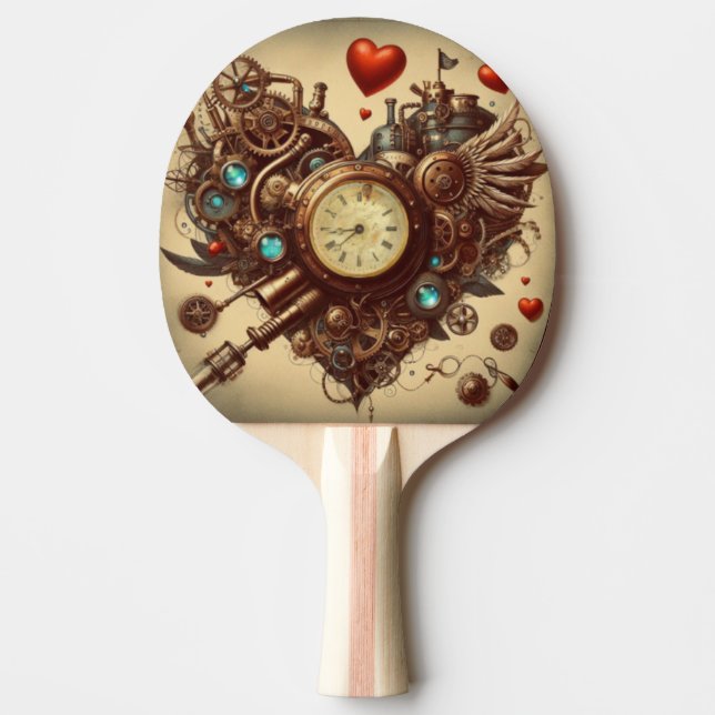 Steampunkherz/Valentinstag Tischtennis Schläger (Vorderseite)