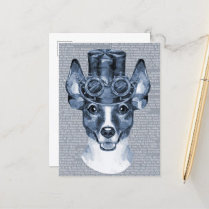 Steampunkhund auf Vintagem Text Postkarte