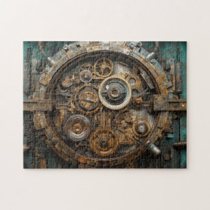 Steampunkinneres Arbeiten mit großer Uhr