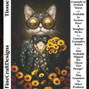 Steampunkkatze, floraler Anzug, Blume CY9R Decoupa Seidenpapier