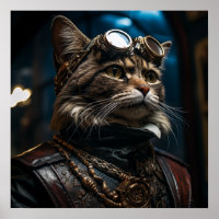 Steampunkkatze in Uniform Retro
