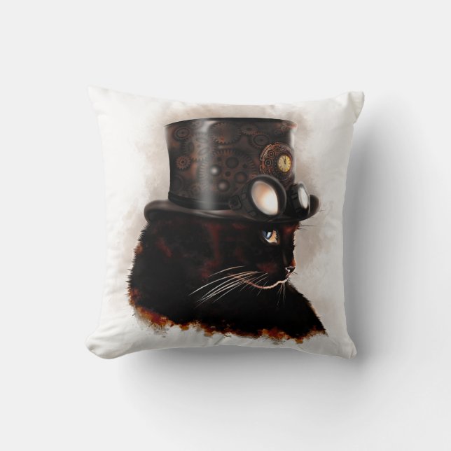Steampunkkatze Kissen (Vorderseite)