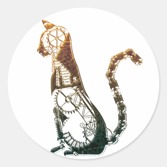 Steampunkkatzen-Aufkleber Runder Aufkleber (Vorderseite)