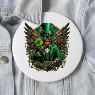 Steampunkklee am St. Patrick's Day Button