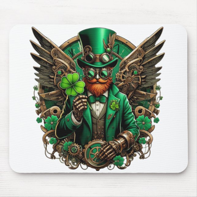 Steampunkklee am St. Patrick's Day Mousepad (Vorne)