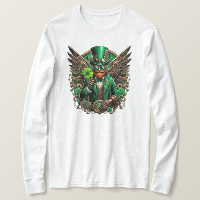 Steampunkklee am St. Patrick's Day T-Shirt (Design vorne)