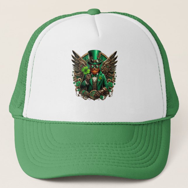 Steampunkklee am St. Patrick's Day Truckerkappe (Vorderseite)