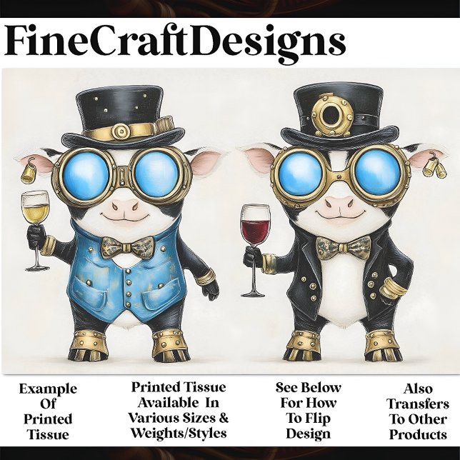 Steampunkkühe mit Wein AM8 Decoupage Seidenpapier (Von Creator hochgeladen)