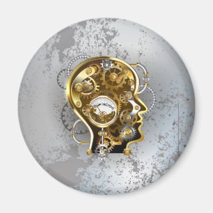 Steampunkopf mit Manometer Magnet