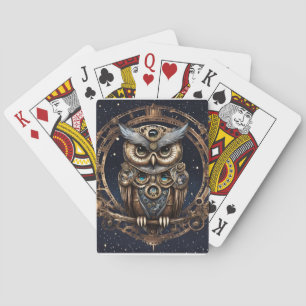 Steampunkowl gegen den Sternenhimmel Spielkarten