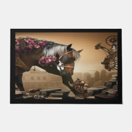 Steampunkpferd mit Rose Door Mat Fußmatte