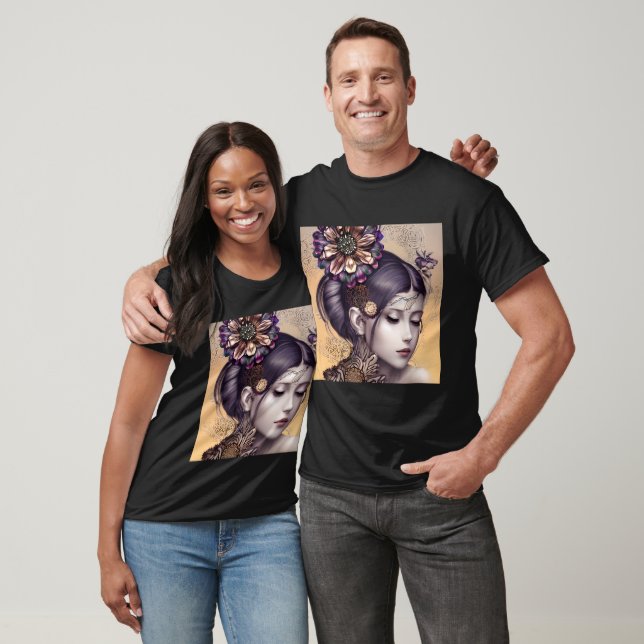 SteampunkPrinzessin mit kugelfarbener Blume T-Shirt (Unisex)