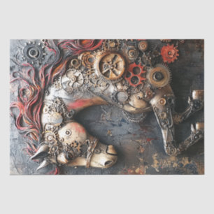 Steampunkrost-Rostpferd mit Gängen Seidenpapier
