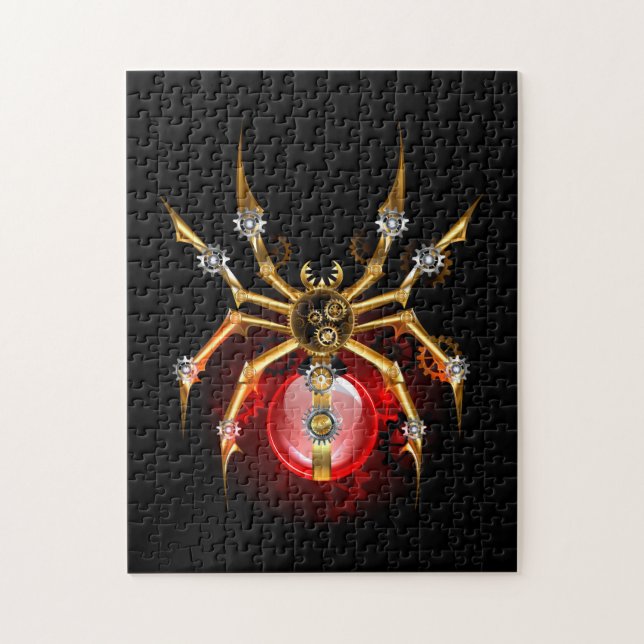 Steampunkspinne auf schwarz (Vertikal)
