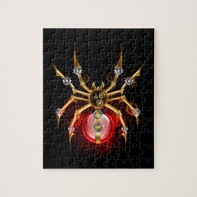 Steampunkspinne auf schwarz (Vertikal)