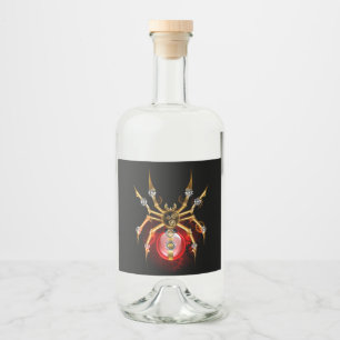 Steampunkspinne auf schwarz alkoholflaschenetikett