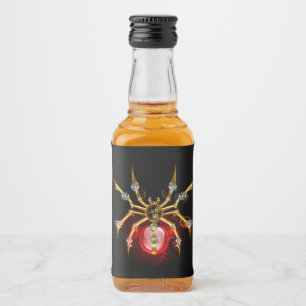 Steampunkspinne auf schwarz alkoholflaschenetikett