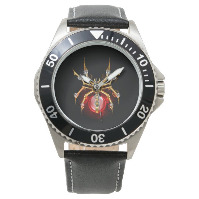 Steampunkspinne auf schwarz armbanduhr (Vorderseite)