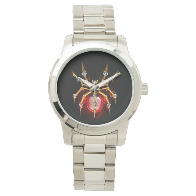 Steampunkspinne auf schwarz armbanduhr (Vorderseite)