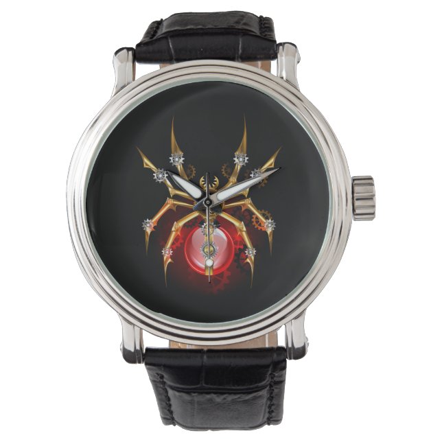 Steampunkspinne auf schwarz armbanduhr (Vorderseite)