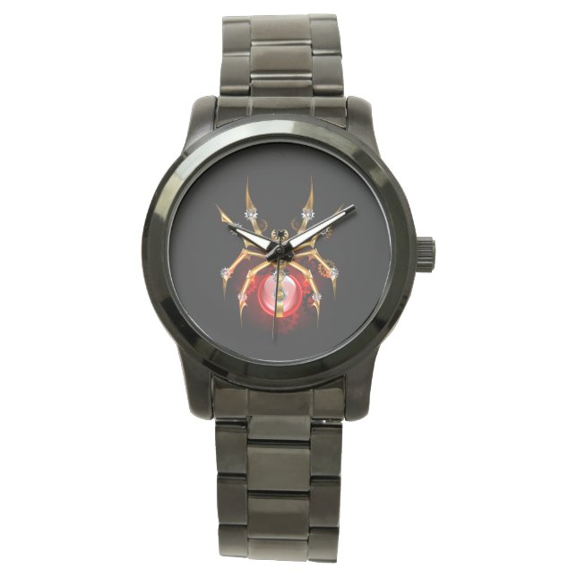 Steampunkspinne auf schwarz armbanduhr (Vorderseite)