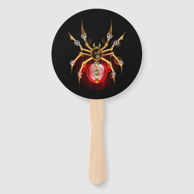 Steampunkspinne auf schwarz fächer (Vorderseite)
