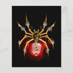 Steampunkspinne auf schwarz flyer