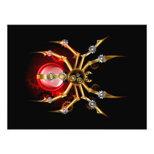 Steampunkspinne auf schwarz fotodruck