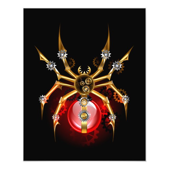 Steampunkspinne auf schwarz fotodruck (Vorne)