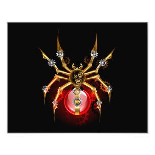 Steampunkspinne auf schwarz fotodruck