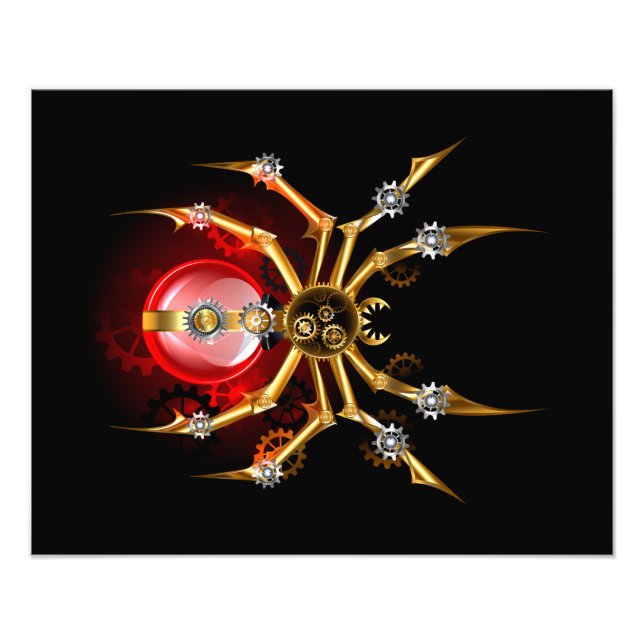 Steampunkspinne auf schwarz fotodruck (Vorne)