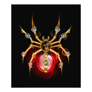 Steampunkspinne auf schwarz fotodruck