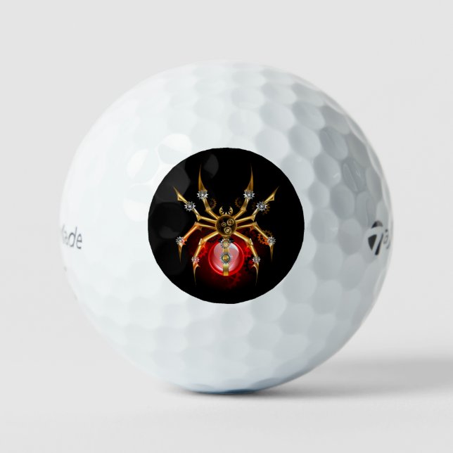Steampunkspinne auf schwarz golfball (Vorderseite)