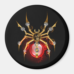 Steampunkspinne auf schwarz magnet
