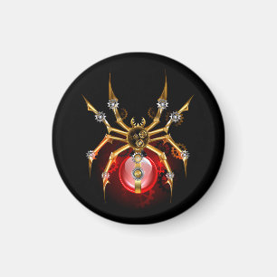 Steampunkspinne auf schwarz magnet