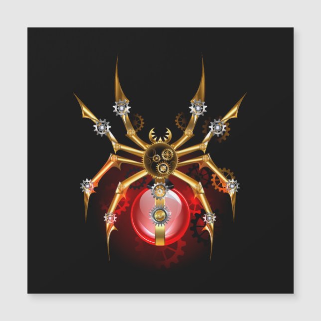 Steampunkspinne auf schwarz magnetkarte (Vorderseite)