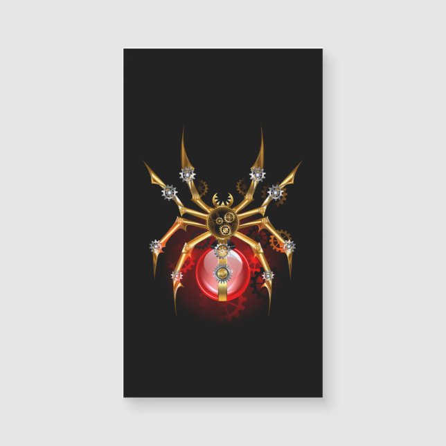 Steampunkspinne auf schwarz magnetkarte (Vorderseite)