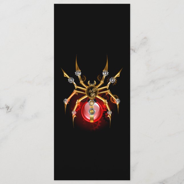 Steampunkspinne auf schwarz menükarte (Vorderseite)
