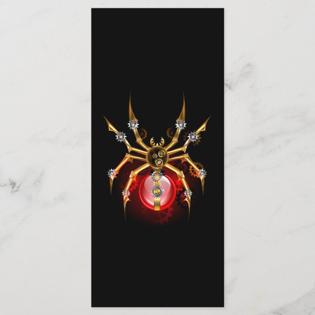 Steampunkspinne auf schwarz menükarte (Vorderseite)