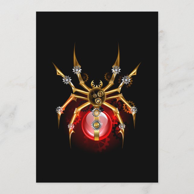 Steampunkspinne auf schwarz menükarte (Vorderseite)