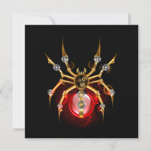 Steampunkspinne auf schwarz mitteilungskarte