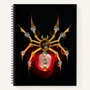 Steampunkspinne auf schwarz notizbuch