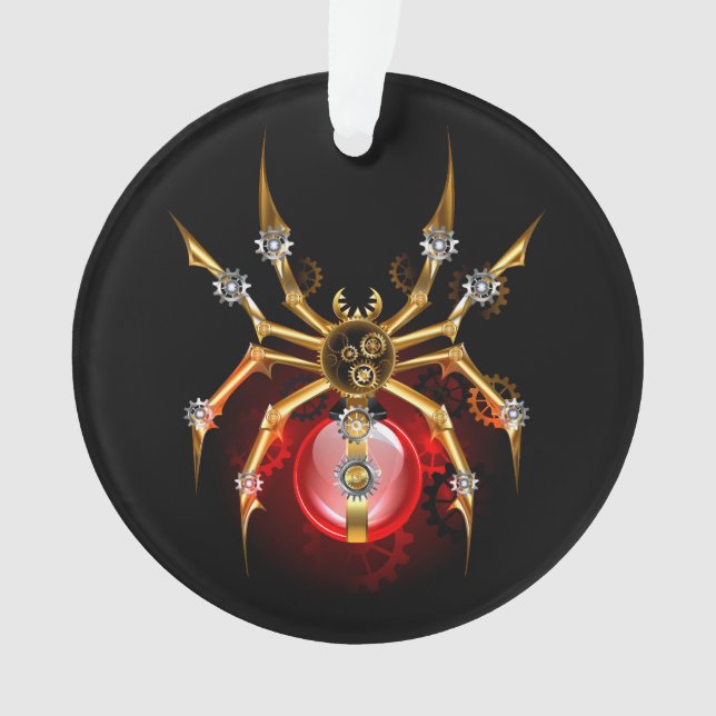 Steampunkspinne auf schwarz ornament (Vorderseite)